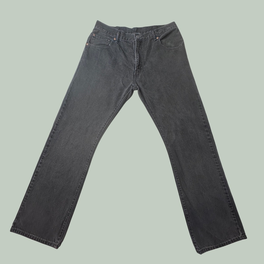 Levi's 517 Jeans Mens 34x32 (34x30) Boot Cut Black Charcoal Wash Denim Western